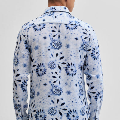 White Textured Floral Shirt