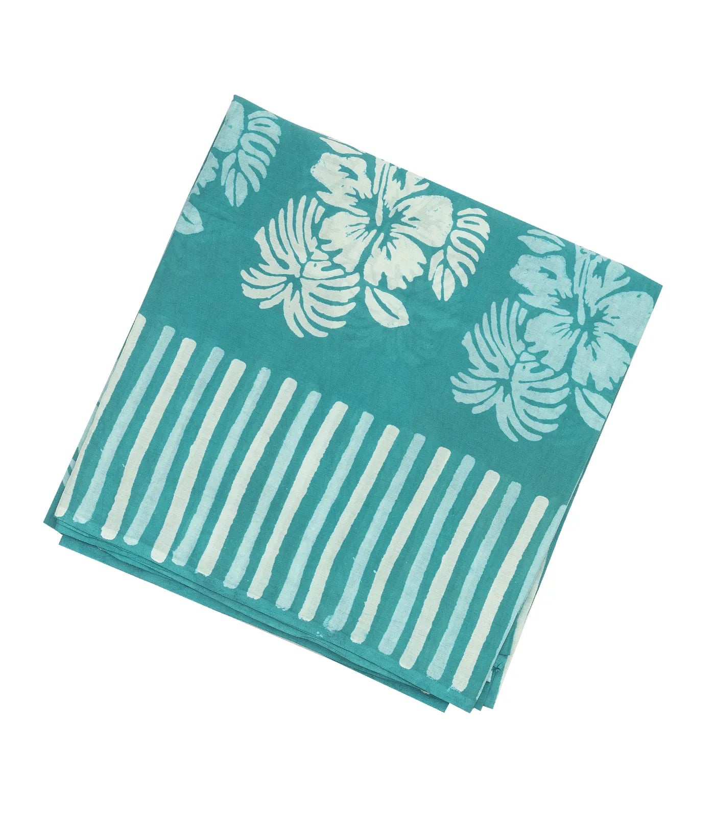 Cyan Woven Jaipur Cotton Saree Printed With Floral  Motifs