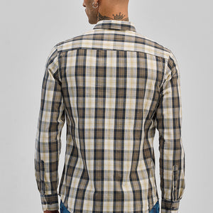 Khaki Checks Slim Fit Shirt