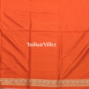 Orange Floral Meenakari Banarasi Katan Silk Saree