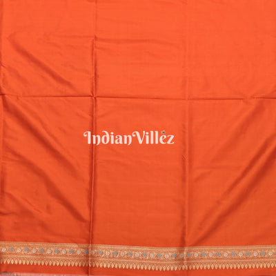 Orange Floral Meenakari Banarasi Katan Silk Saree