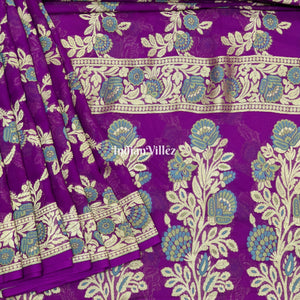 Purple Pure Banarasi Khaddi Georgette Saree