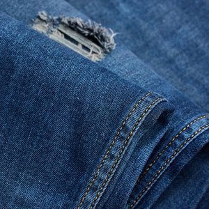 Dark Blue Distressed Slim Fit Jeans