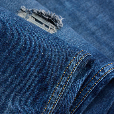 Dark Blue Distressed Slim Fit Jeans