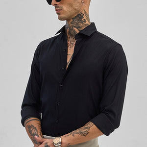 Black Textured Slim Fit Shirt