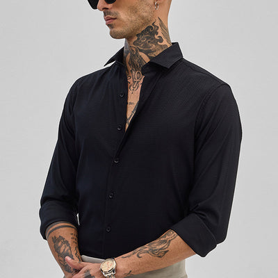 Black Textured Slim Fit Shirt