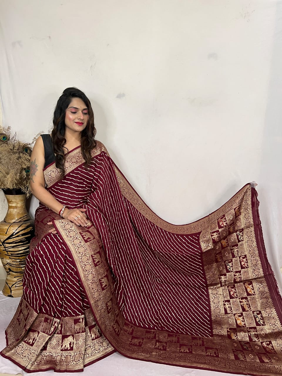 Modal Silk Leheriya Print Saree