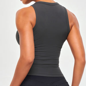 Ribbed Workout Tank - Lava Gray