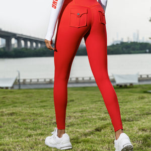 Powerful Belted Cargo leggings - Red