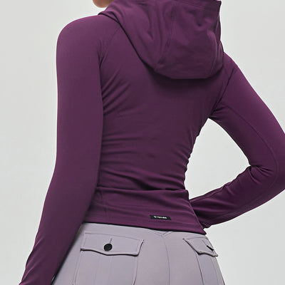 Thin Fleece Zipper Hoodie - Purple