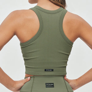 Padded Workout Tank - Olive Green