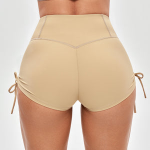 V-waist Scrunch Butt Shorts - Khaki Yellow