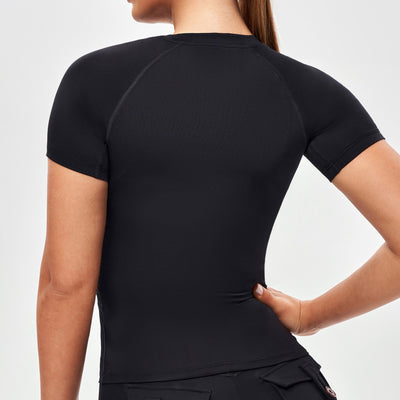 Round Neck Athletic T-shirt - Black