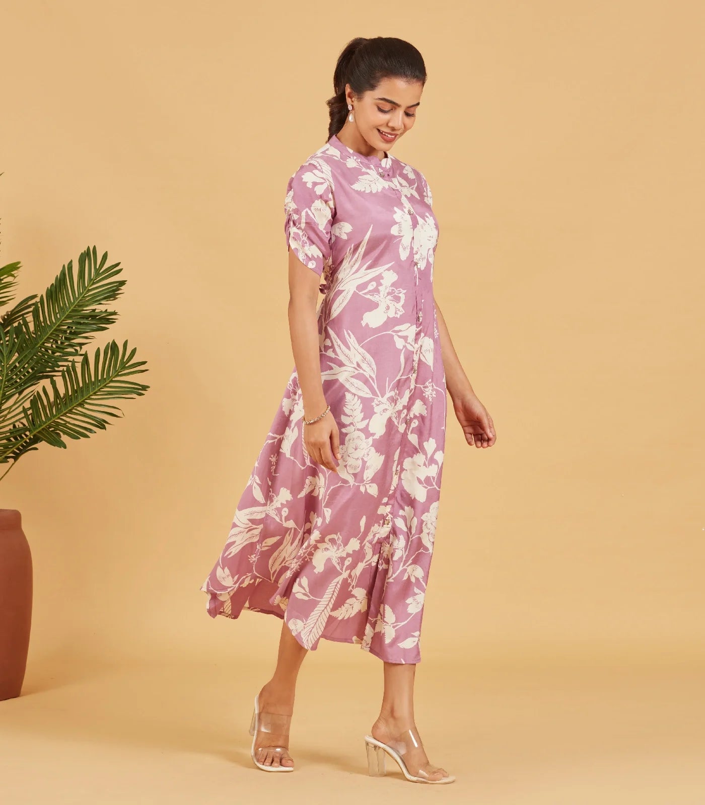 Mauve Floral Dress