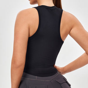 Round Neck Sports Tank - Black