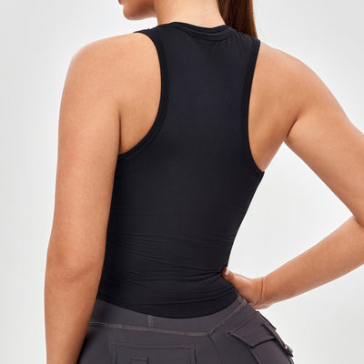 Round Neck Sports Tank - Black
