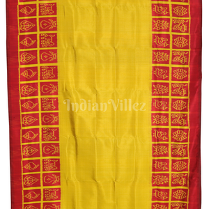 Red Yellow Nabakothi Contemporary Designer Silk Saree
