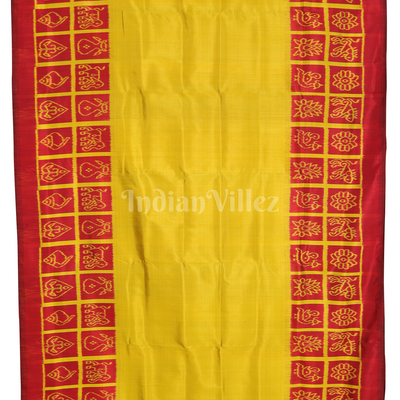 Red Yellow Nabakothi Contemporary Designer Silk Saree