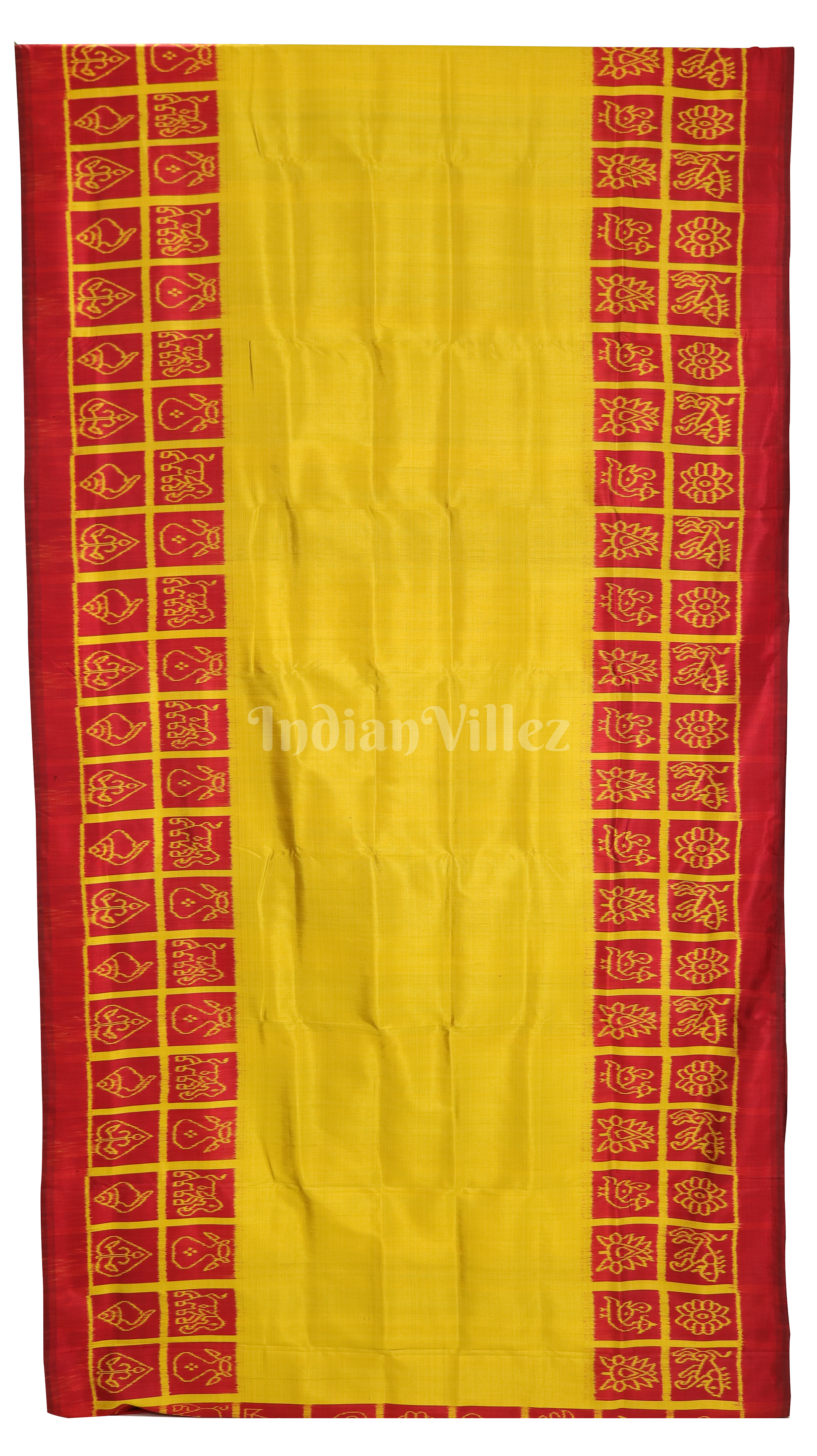 Red Yellow Nabakothi Contemporary Designer Silk Saree