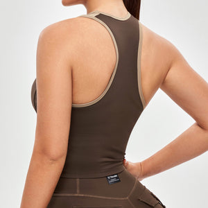Cutout Tank Top - Dark Brown