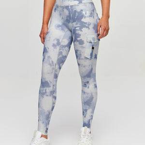 High Waisted Cargo Leggings - Grey blue Gradient