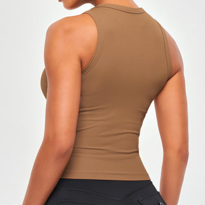 Ribbed Workout Tank - Brown