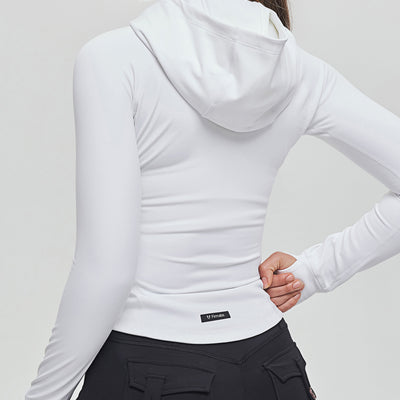 Thin Fleece Zipper Hoodie - White