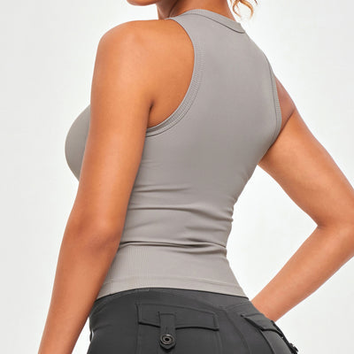 Ribbed Workout Tank - Gray