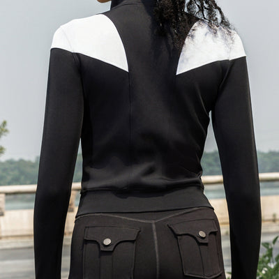 V-Shape Athletic Jacket - White and Black