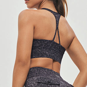 Zip Front Sports Bra - Denim Black