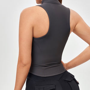 Ribbed Zip Up Tank - Graphite Gray