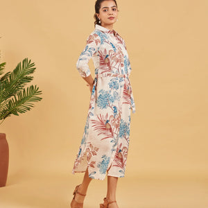 Beige Printed Dress