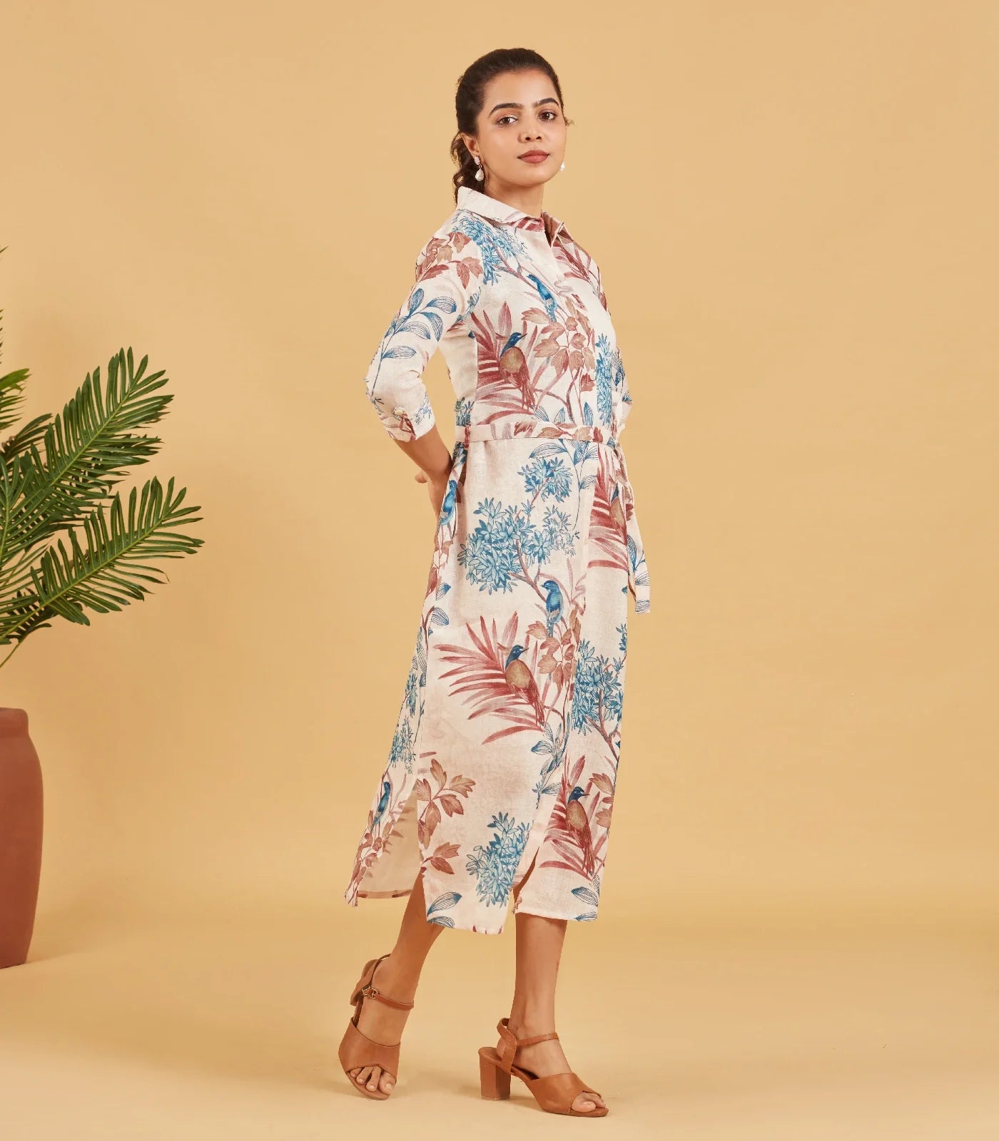 Beige Printed Dress