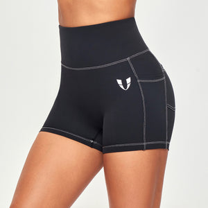 Contrast Stitching Shorts - Black