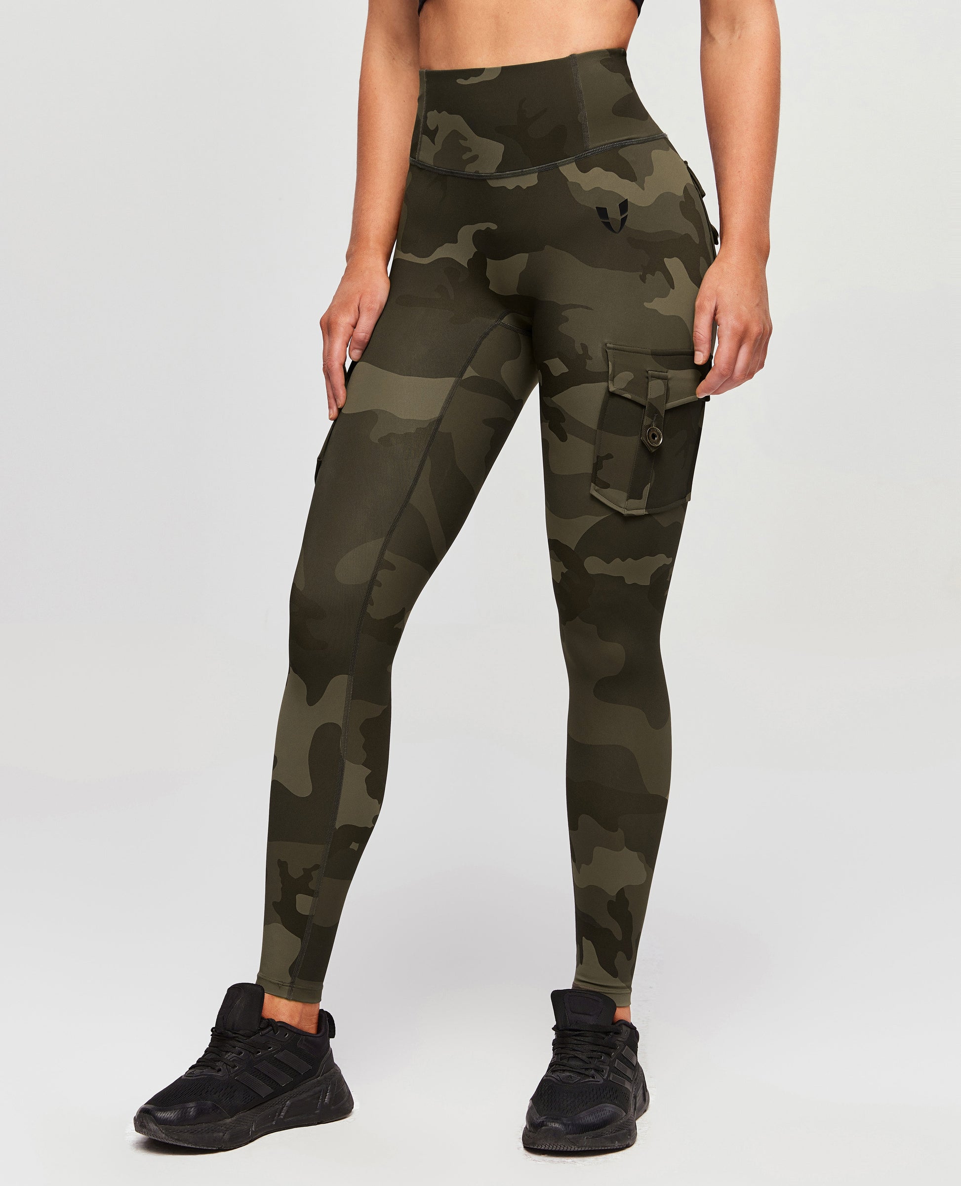 High Waisted Cargo Leggings - Army Green Camo