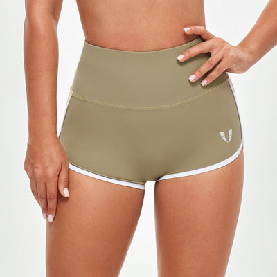 High Waist Short Shorts - Beige