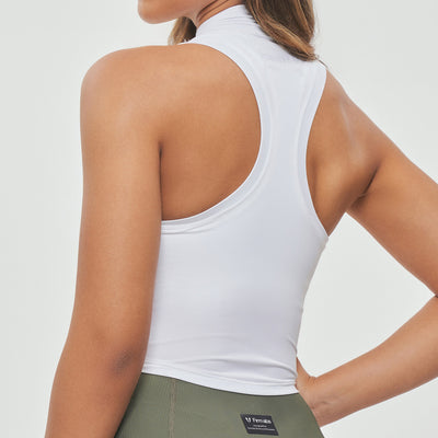 High Neck Athletic Tank - White