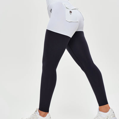 Cargo Athletic Leggings - Black and White