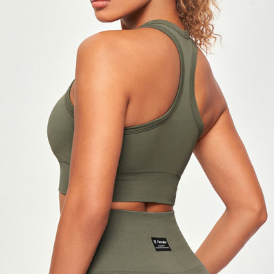 Seamless Padded Tank - Olive Green