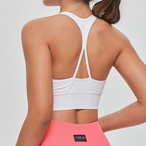 Zip Front Sports Bra - White