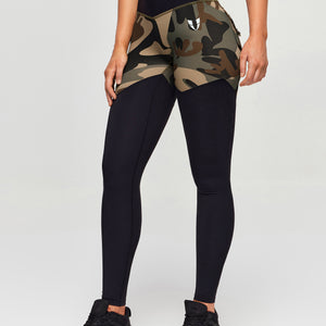V-Waist Gym Leggings - Coffee Camo