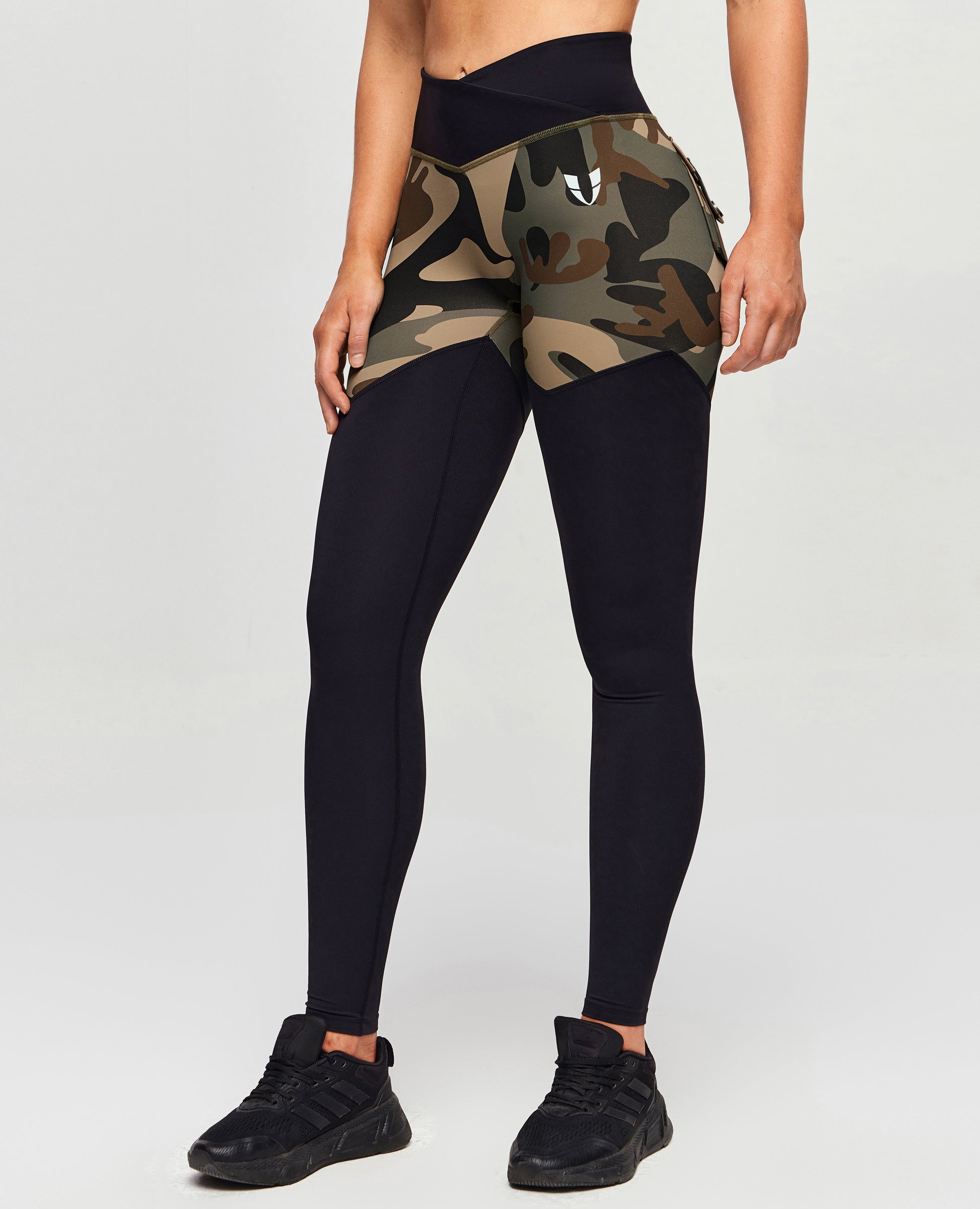 V-Waist Gym Leggings - Coffee Camo