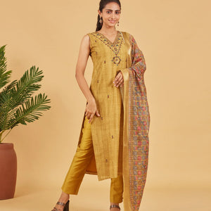 Olive Kurta Set With Matching Dupatta