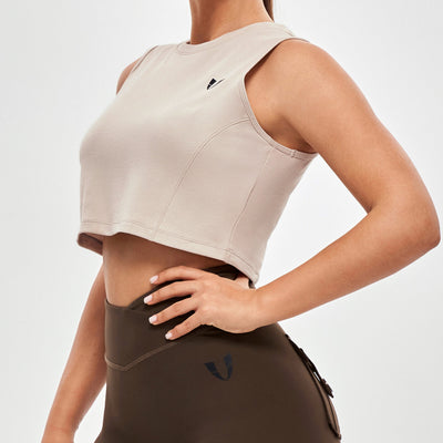 Athletic Crop Top - Beige