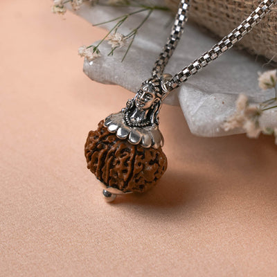 Adiyogi Pendant (12 Mukhi Nepali  Rudraksha) With Chain