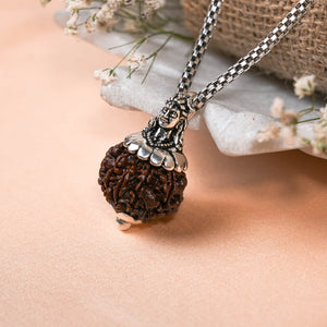 Adiyogi Pendant (10 Mukhi Nepali  Rudraksha) With Chain