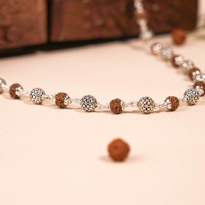 Rudraksha Silver Mala (Round Beads)