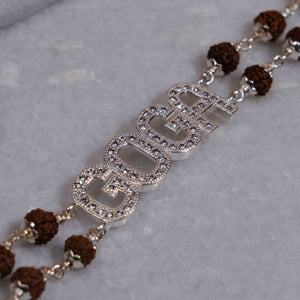 Rudraksha Silver Goga Brooch Double Line Bracelet