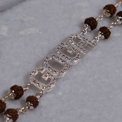 Rudraksha Silver Goga Brooch Double Line Bracelet