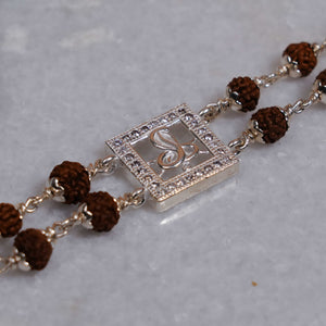 Rudraksha Silver bracelet with single Naag double line for men